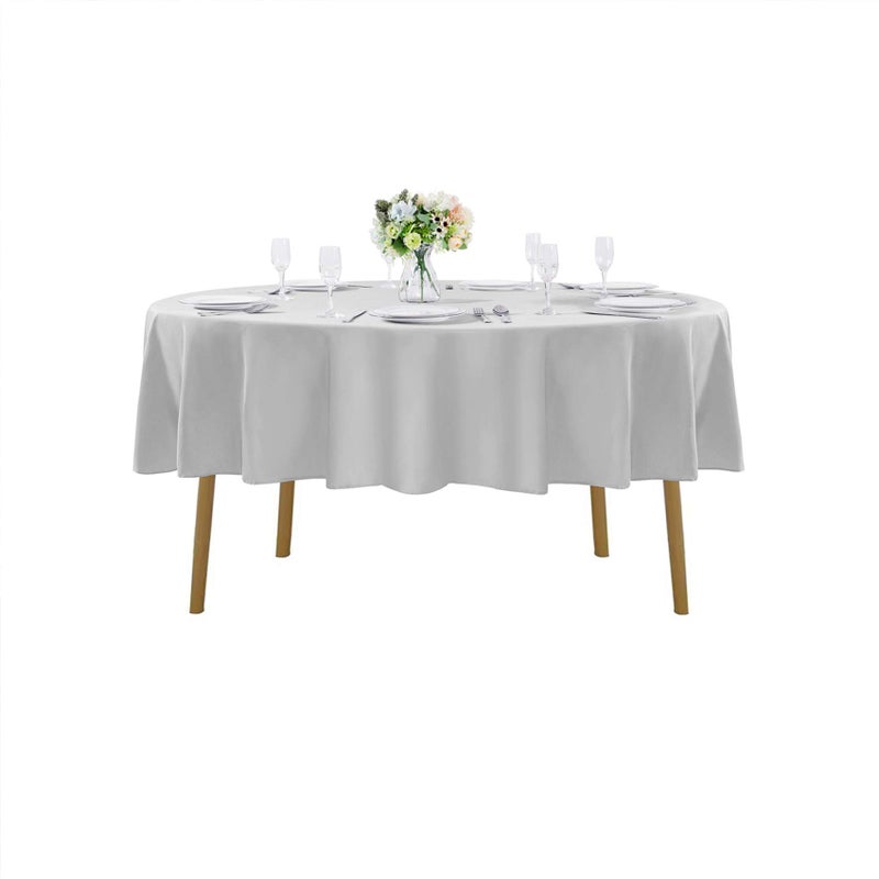 Cupuamon 70 inch Round Tablecloth Washable Polyester Table Cloth Decorative Table Cover for Wedding Party Dining Banquetï¼ˆ70 inch,Silverï¼‰ - Image 1